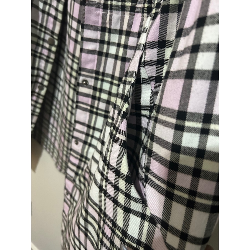 Torrid Plaid Hooded Shirt Jacket White Pink Black Snap Front Plus Size - Picture 8 of 14